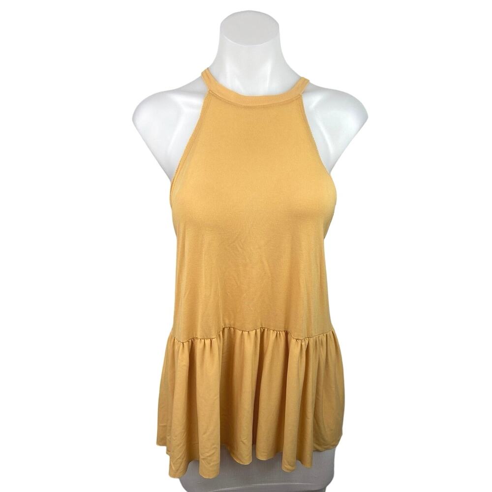 Urban Outfitters Kimchi Blue Yellow Sleeveless Cami Camisole Peplum Tank Top M